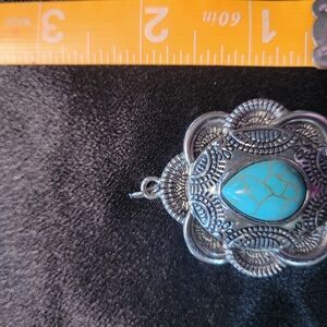 Elegant Silver and Turquoise Brooch